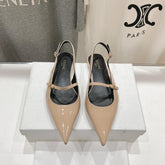 JUDY FLAT SLINGBACK IN TAN BEIGE PATENT CALFSKIN