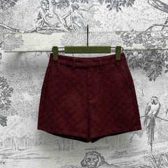 Gucci High Waist Short Red Jacquard Fabric