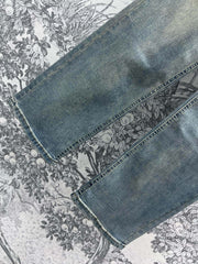 Joewe 25 Chain-decorated Jeans Blue Cotton Fabric