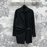 Loewe 25 Wrinkled Lace-up Shirt Black Cotton