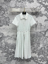 CC 25 Logo Plaid Short-sleeved Dress White Polyester Fiber