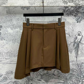Loewe 25 Pleated Short Skirt Khaki Brown Polyester Fiber