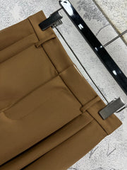 Loewe 25 Pleated Short Skirt Khaki Brown Polyester Fiber