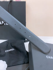 DOUBLE C BELT 40MM IN BLACK CALFSKIN GOLD BUCKLE EMBOSSED BLACK LOGO