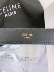 CELINE 25S BELT TRIOMPHE TAURILLON 25MM IN BLACK CALFSKIN AND DENIM 558345