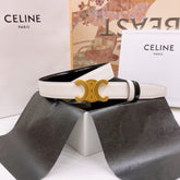CELINE 25S BELT 25MM REVERSIBLE TRIOMPHE IN WHITE CALFSKIN 565537