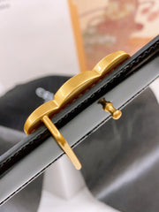 CELINE 25S BELT 25MM REVERSIBLE TRIOMPHE IN BLACK BROWN CALFSKIN 565540