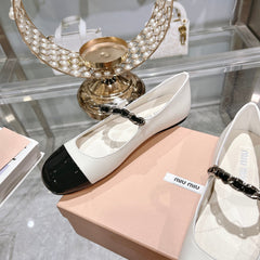 MARY JANE SANDAL CAP TOE WHITE SHEEPSKIN