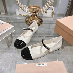 MARY JANE SANDAL CAP TOE WHITE SHEEPSKIN