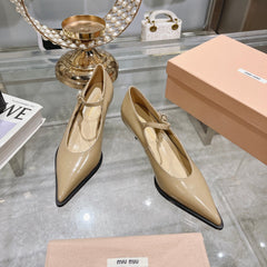 Slingback Shoes Beige Cream Color Beads