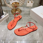 DIORIVIERA C'EST THONG SANDAL VIVID ORANGE AQUAMARINA CALFSKIN