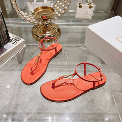 DIORIVIERA C'EST THONG SANDAL VIVID ORANGE AQUAMARINA CALFSKIN