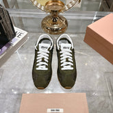 PLUME NAPPA SNEAKERS IN DARK GREEN SUEDE AND CANVAS