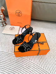 HIGH SANDAL 8.5 CM IN BLACK SUEDE