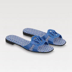 LV WOMEN ISOLA FLAT MULE IN COBALT BLUE SHEEPSKIN