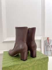 HORSEBIT ANKLE BOOTS 6.5CM IN WALNUT BROWN SHEEPSKIN