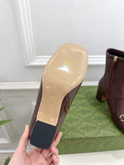 HORSEBIT ANKLE BOOTS 6.5CM IN WALNUT BROWN SHEEPSKIN