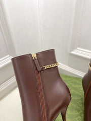 SIGNORIA SHORT BOOTS 10.5CM IN WALNUT BROWN CALFSKIN