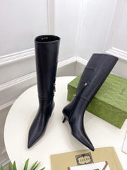 SIGNORIA KNEE BOOTS 4.5CM IN BLACK CALFSKIN