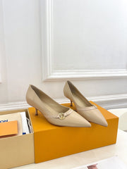6AM HIGH PUMP 5 CM IN BISQUE BEIGE CALFSKIN