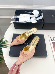 HIGH 65 MM MULE IN PEACH PINK SUEDE