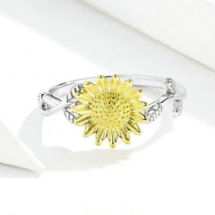 Sunflower Finger Rings for Women Wedding Band Engagement Statement