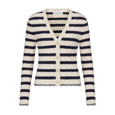 Striped knitted Beige Black Cardigan