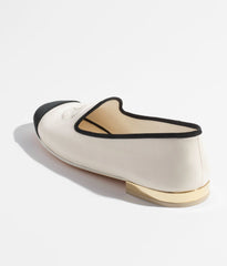 MOCCASINS WHITE BLACK LAMBSKIN