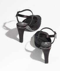 SANDALS BLACK SATIN STRASS