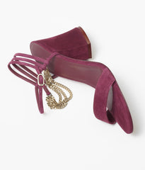 SANDALS BURGUNDY SUEDE CALFSKIN