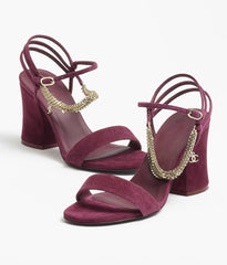SANDALS BURGUNDY SUEDE CALFSKIN