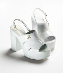 SANDALS WHITE PATENT CRUMPLED LAMBSKIN