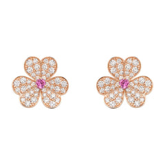 FRIVOLE PINK GOLD FLOWER DIAMOND EARRINGS