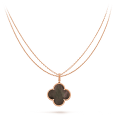CLOVER GOLD DARK MOP BIG CLOVER NECKLACE