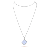 CLOVER SILVER CHALCEDONY BIG CLOVER NECKLACE