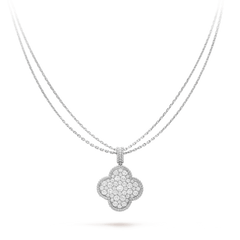 CLOVER SILVER FULL DIAMOND BIG CLOVER NECKLACE