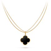 CLOVER GOLD ONYX BIG CLOVER NECKLACE