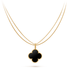 CLOVER GOLD ONYX BIG CLOVER NECKLACE
