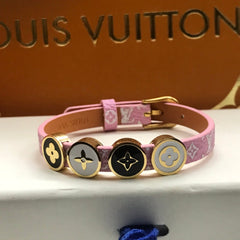 LV LEATHER ROPE 4 MOTIFS GOLD BRACELET