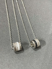 QUATRE 4 ROW PEDANT SILVER DIAMOND NECKLACE