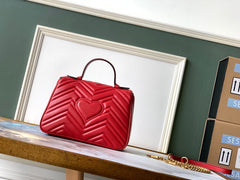 GG Marmont 26.5cm Red Calfskin Gold Hardware