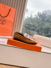 Destin Loafer Brown Goatskin with Fringe Detail