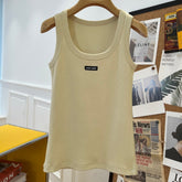 Miu Beige Cotton Tank Top