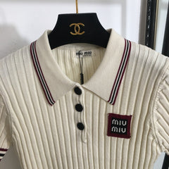 MIUMIU SHORT-SLEEVE KNIT TOP STYLE 294