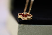 CLOVER NECKLACE GOLD DIAMOND CARNELIAN