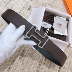 H TONIGHT BELT 38MM CHOCOLATE PRUSSIAN BLUE LEATHER