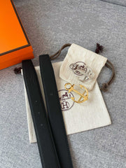 H CARGO BELT 32MM BLACK LEATHER