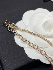 CC PEDANT HALF DIAMOND PINK GOLD NECKLACE