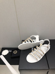 SANDALS WHITE LAMBSKIN