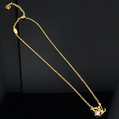 LV LOGO PINK STAR GOLD NECKLACE
